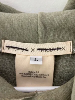 Free People x Tricia Fix Green Short-sleeve Hoodie Distressed Holes Black Stitch thumbnail 4