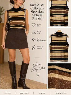 Vintage Kathie Lee Collection‎ Sleeveless Metallic Sweater thumbnail 2
