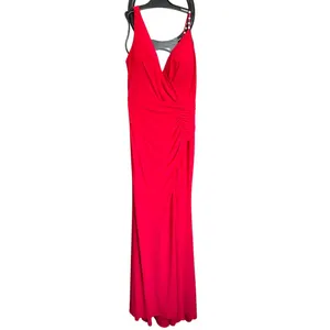 Leena by‎ Mac Duggal Asymmetrical Pearl Strap V-Neck Gown Size 8 26532 Prom thumbnail 5