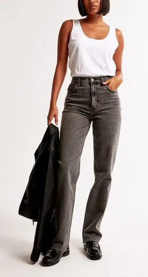 Abercrombie & Fitch 90s Straight Ultra High Rise Jeans Size 26(2) Gray Y2K Retro thumbnail 1