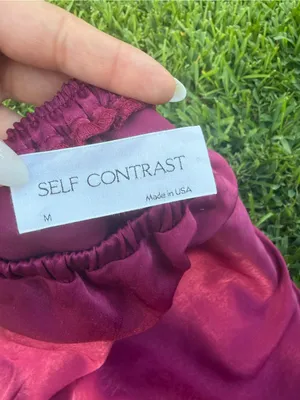 Self Contrast Alaia Overlap Satin Maxi Skirt Burgundy Wine Medium Made USA thumbnail 7