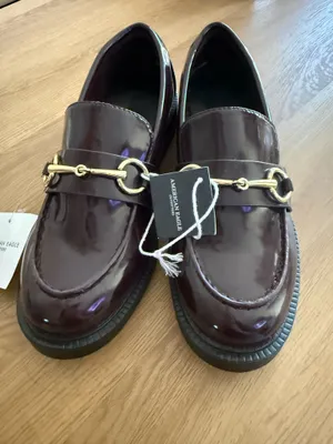 American Eagle Horsebit Loafers | Glossy Burgundy Oxblood | Size 6 | Brand New thumbnail 9