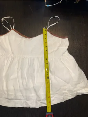 Treasure & Bond Peplum Cami with Brown Trim Babydoll Cotten Top thumbnail 5