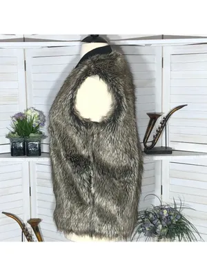 Asos Faux Fur brown vest pockets zipper ski resort travel elegant steampunk cozy thumbnail 4