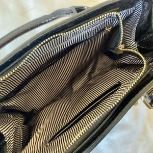 Magazine Print Hardware Accent Small Satchel Black thumbnail 5
