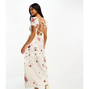 River Island Maxi Dress Womens 6 Cotton‎ Embroidered Lace Autumn Wedding Guest thumbnail 2