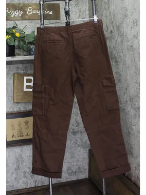 Woolrich X TGT Adult Mid-Rise Slouchy Cargo Twill Pants Drawstring Brown M thumbnail 2