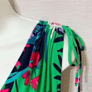 Iman Global Chic Floral Maxi Dress Green‎ Pink V-Neck Sleeveless Plus 1X thumbnail 5
