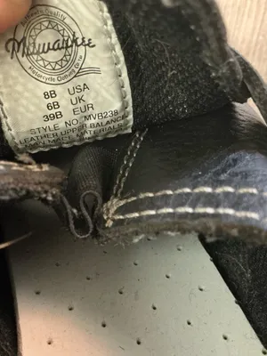 Milwaukee motorcycle women’s biker shoes black leather grunge buckle & stitching thumbnail 9