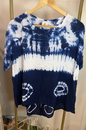 Size M/L Balkón by Blanca Estela Blue Tie-Dye Blouse Boho thumbnail 1