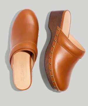 NWOB Madewell The Cecily Clog in Oiled Leather MSRP $168 size 7.5 brown thumbnail 1