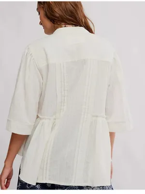 Free People We the Free Willow Button Down Ivory NWT size Small Light Boxy Airy thumbnail 2