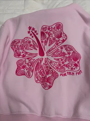 Girls' Light Pink Hooded Sweatshirt with Palm & Shell Motifs thumbnail 3