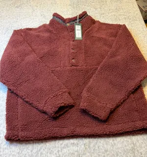 Alpine Design Womens M‎ Sherpa Fleece Pullover Quarter Snap Neck Dark Auburn NWT thumbnail 1