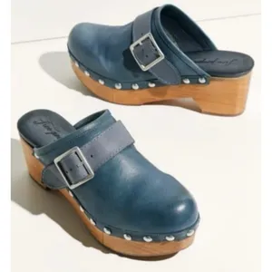 New Free People Culver City Clogs Size 38.5 US 8.5 Blue thumbnail 1