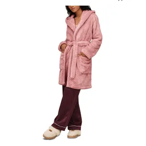 UGG Aarti Hooded Fleece Robe Dusk Pink 1121091 Plush Loungewear M thumbnail 6