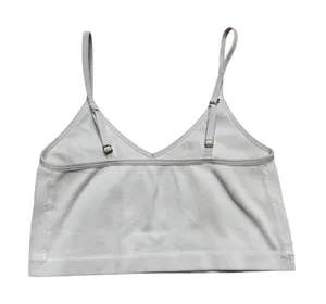 Abercrombie & Fitch Ribbed V-Neck Bralette Off-White Small thumbnail 1