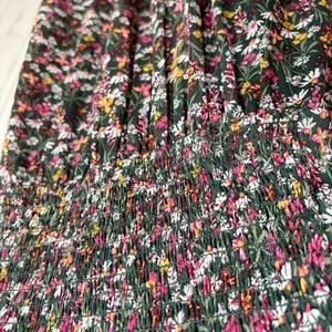 DRAPER JAMES RSVP Dark Green Chiffon‎ Floral Smocked Long-Sleeve Midi Dress, XXL thumbnail 4