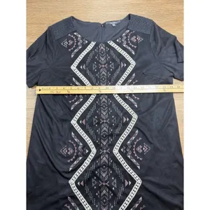 Miss Me Dress Women's Size L Black Microsuede Embroidered Boho Western Shift thumbnail 8