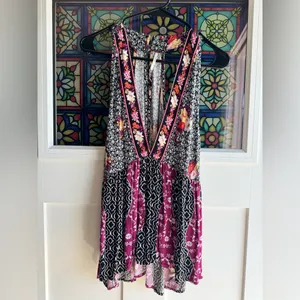 Free People Dream Darlin Tank Top Boho Patchwork Babydoll Large NWOT thumbnail 2