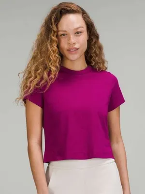 Lululemon 2 Classic Fit Cotton Blend T-Shirt Magenta‎ Purple Boxy Basic New thumbnail 1