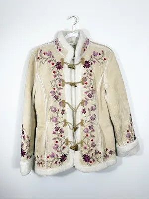 St. John’s Bay VINTAGE Embroidered Genuine Suede Sherpa Penny Lane Jacket Large thumbnail 3