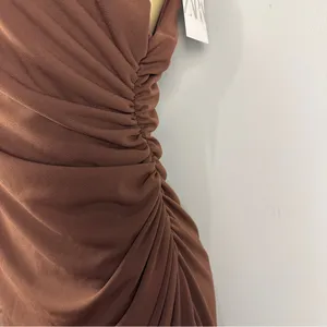 New Zara Bodycon Brown Dress Sz XXL Ruched Sleeveless Chic NWT thumbnail 3