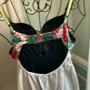 Vintage Free People white and green baby doll dress M thumbnail 10