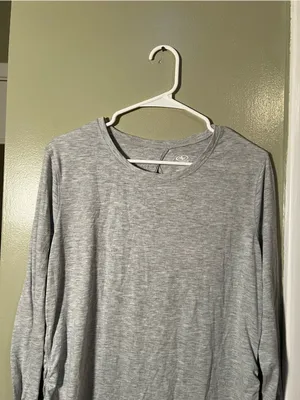 Athletic Works Women's Size Large 12-14 Long Sleeve T-Shirt Light Heather Gray thumbnail 2