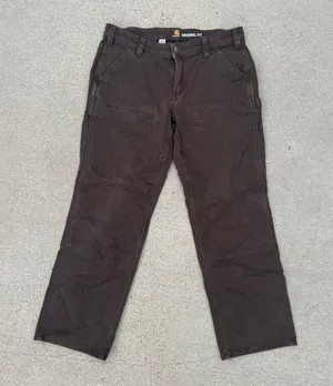 Carhartt Rugged Flex Loose Fit Canvas Double Front Work Pants Brown 12 Short thumbnail 1