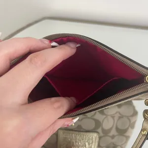 COACH Y2K Brown Logo Monogram Vibrant Graphic Studded Mini Wristlet Coin Wallet thumbnail 10