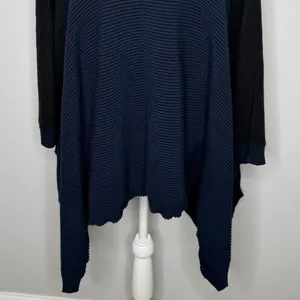 Lululemon It All Lines Up Poncho Sweater OS Navy Black Ribbed Knit Travel‎ Cozy thumbnail 7