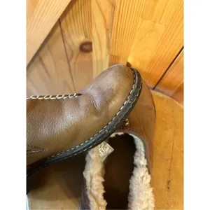 Ugg Womens Brown Leather Sheepskin Slip On Fur Trim Size 7 thumbnail 9