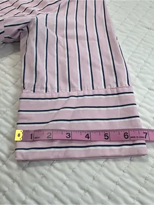 Entro Pink White and Navy Parker Striped Ruffle-Hem Mini Shirt Dress Size S thumbnail 14