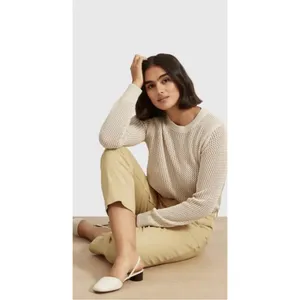 Everlane Mesh Soft Cotton Crew Sweater in Praline Cream Women's sz XS Minimalist thumbnail 2