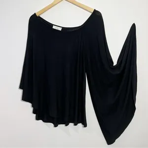 Revolve‎ Alexis One Shoulder Top With Bell Sleeve Black Small Minimalist Elegant thumbnail 2