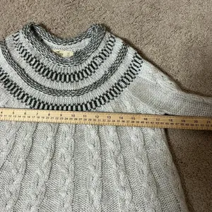 Hollister Fair Isle Knit‎ Sweater Mock Neck Cable Knit Cream Black XS thumbnail 3