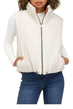 Vine and Valley Puffer Vest Reversible Cozy Zip Jacket Beige Tan Womens M New thumbnail 15
