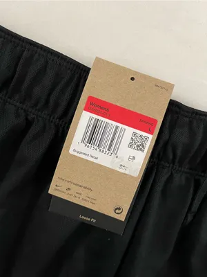Nike Dri Fit 5” Women's Black Athletic Shorts with Swoosh Fold Over Waist Logo L thumbnail 8