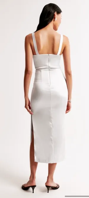 Abercrombie & Fitch Sculpting Stretch Satin Midi Dress thumbnail 4