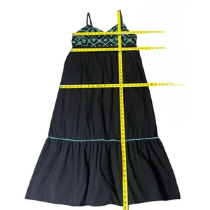 Ava & Viv Black Embroidered Cotton Tiered Maxi Dress Size 1X thumbnail 9