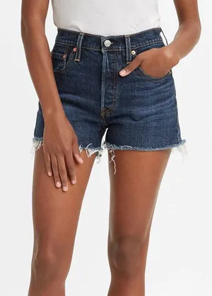 Levi’s 501 Raw Fray Cutoff Hem Dark Wash Denim Jean Shorts Button Fly Size 30 thumbnail 1
