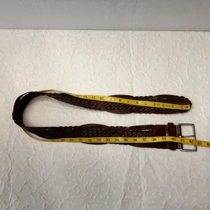 Leather Belt Braided Women's Size M Brown Retro Vintage Wide Flexible thumbnail 7