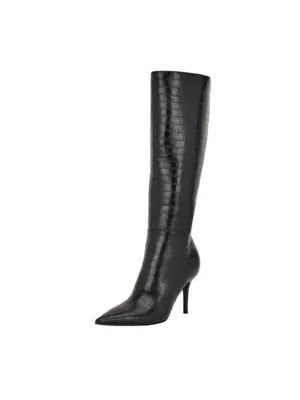 GUESS, Gressa3-Wc, Black boots crocodile print, 9.5 wide calf -new in box thumbnail 3