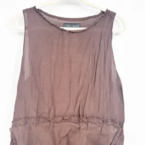 Zara Womens Brown Tiered Ruffle Raw Hem Avant Garde Boho Midi‎ Dress Size L thumbnail 3