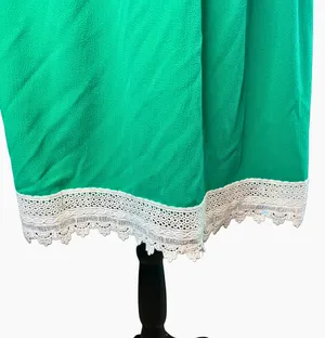 Green Babydoll Dress with White Lace Trim & Adjustable Straps thumbnail 5