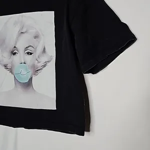 Egreis pin up Vintage short sleeve cropped black t-shirt top sz Medium thumbnail 3