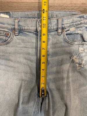 American Eagle Super High-Rise Ankle Straight Distressed Light Wash Jeans Size 8 thumbnail 6