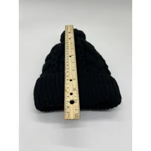 UGG Australia Hat Beanie Womens One Size Black Cable Knit Pom Lined Winter thumbnail 4