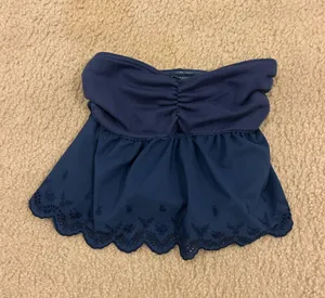 Wild Fable navy blue strapless ruffle hem bandeau tube top XS thumbnail 1
